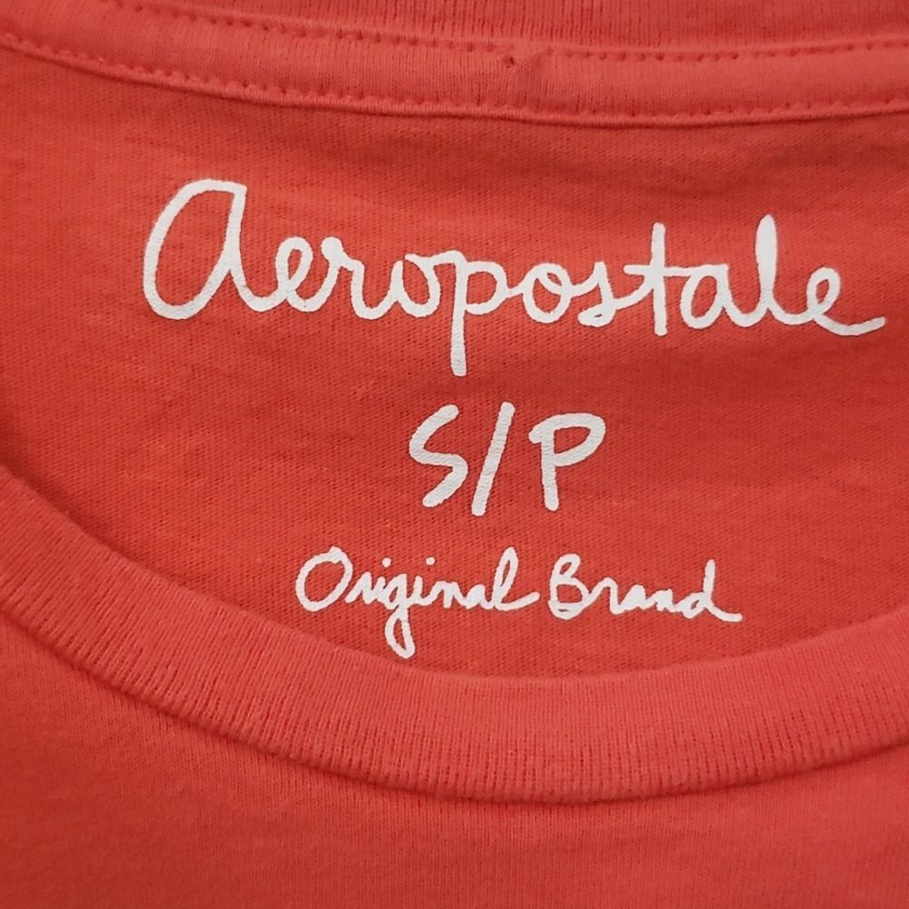 Y2k Aeropostale Top Womens S Orange Turquoise Athletic Cut Cap Sleeve Shirt - Picture 2 of 6